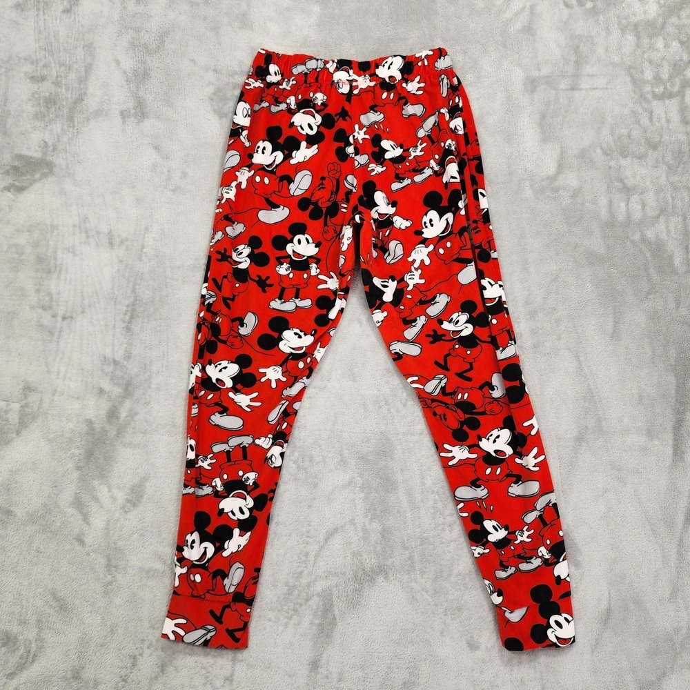 Disney Pants Womens S Red All Over Mickey Mouse Fleece Jogger Lounge Casual Soft - Picture 2 of 10